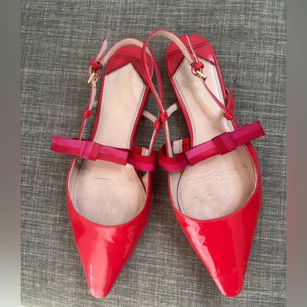 Kate Spade Red Patent Leather Heels with Bow
